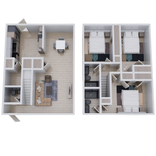 Floor plan layout for 3 Bedrooms 