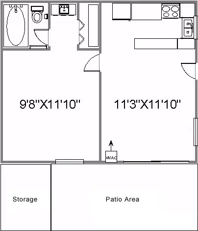 Floorplan - 1 Bed image