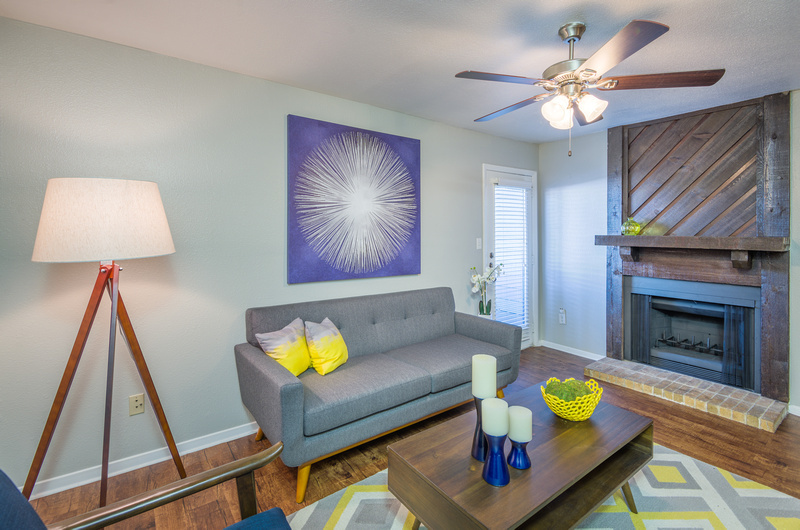 Stylish Living Room at Topaz Apartments in San Marcos, TX