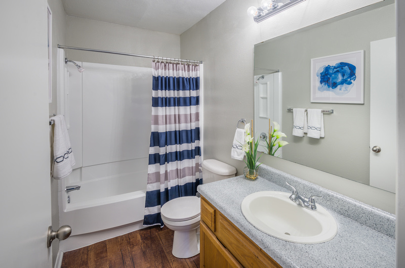 Bathroom with Vanity at Topaz Apartments in San Marcos, TX