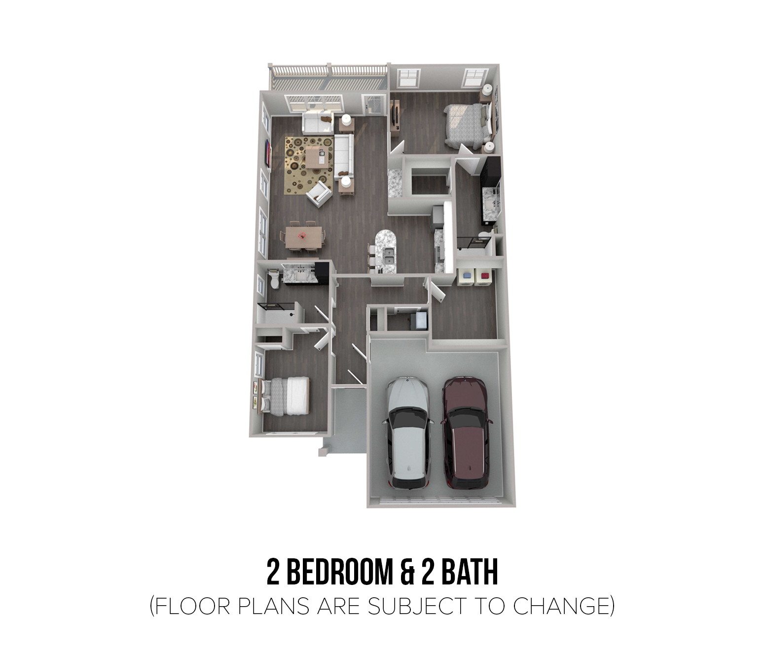 Floorplan - 2 Bedroom & 2 Bath image