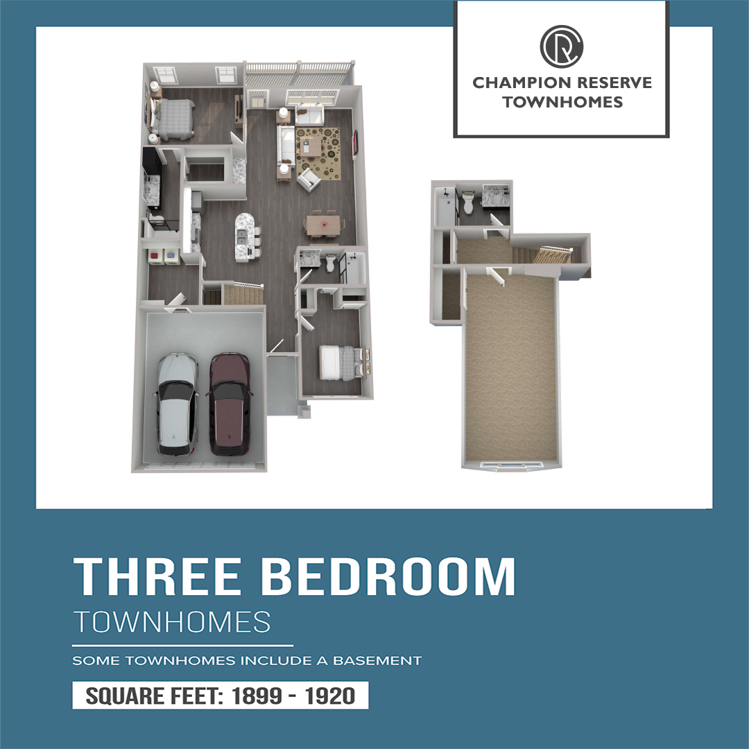 Champion Reserve Townhomes - Floorplan - 3 Bedroom & 3 Bath