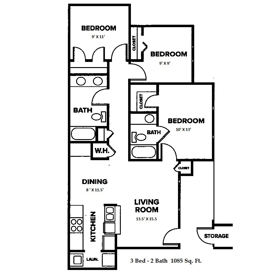 Floorplan - Three Bedroom image