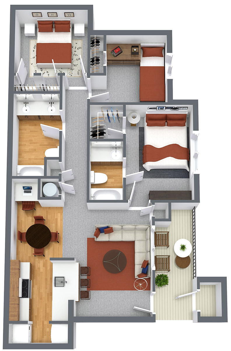 Chapel Ridge Council Bluffs - Three Bedroom 3D Floor Plan