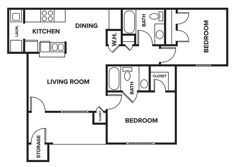 Chapel Ridge Marion - Apartment K - Chapel Ridge Marion - Two Bedroom - 2D Floor Plan