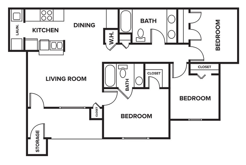 Chapel Ridge Marion - Apartment C - Chapel Ridge Marion - Three Bedroom - 2D Floor Plan