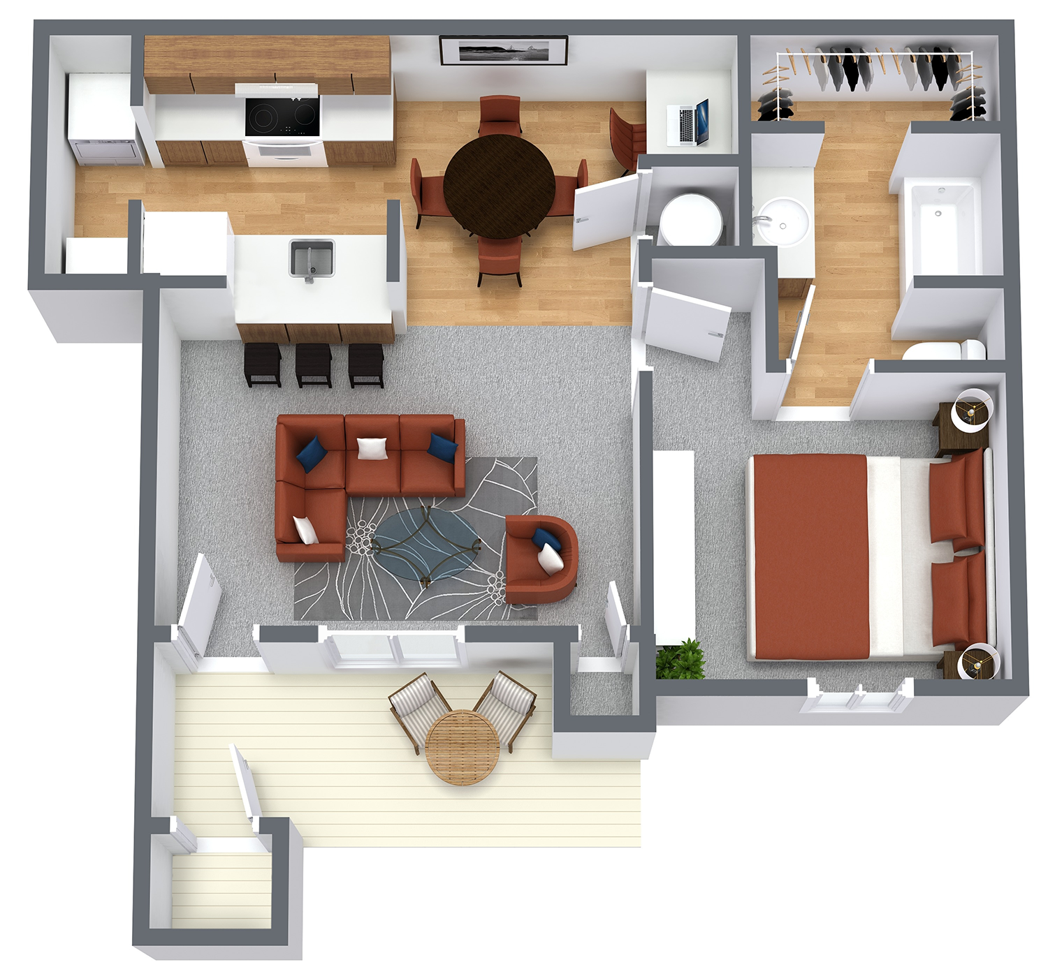 Chapel Ridge Marion - One Bedroom 3D Floor Plan