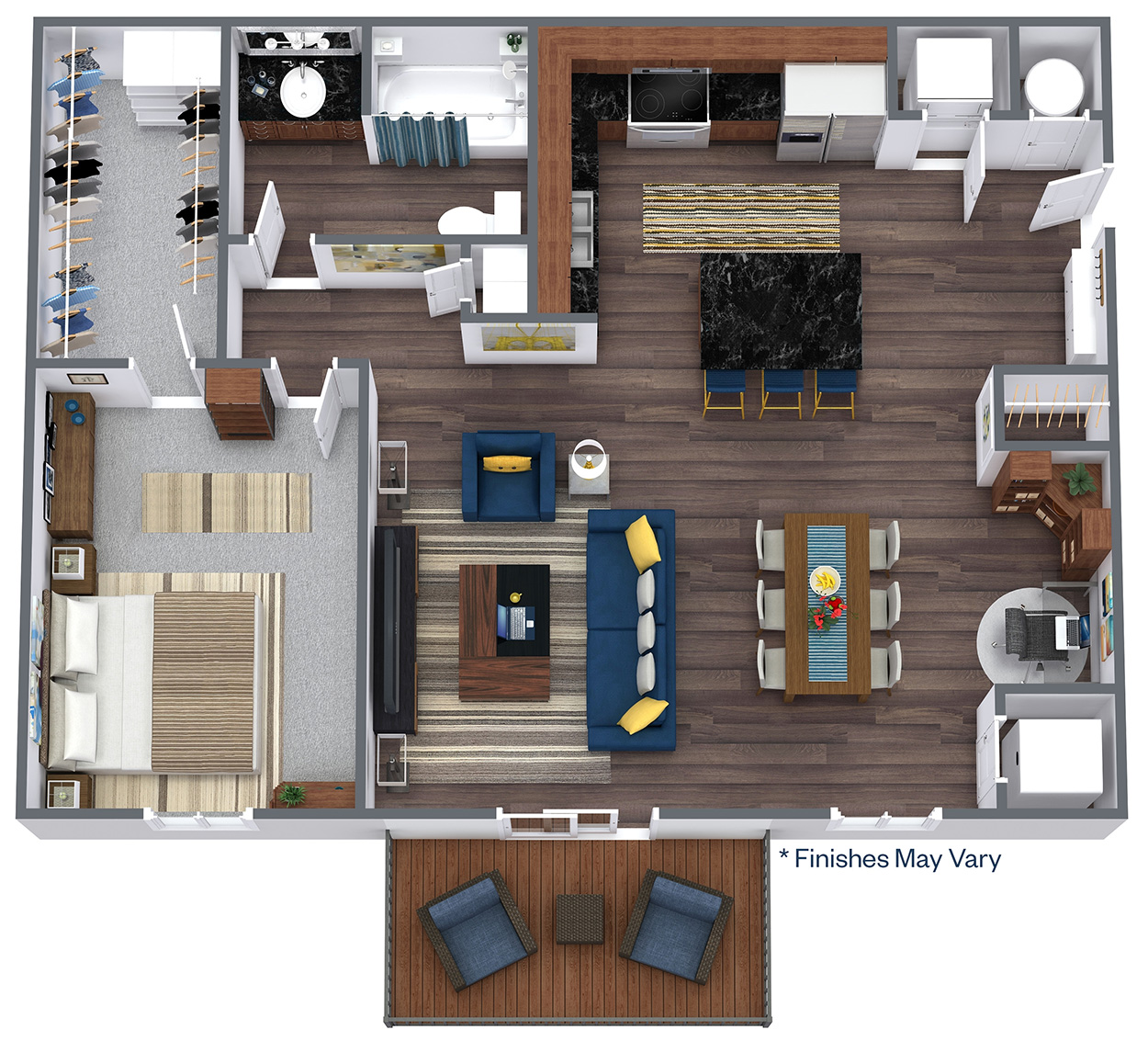 Floorplan - One Bedroom, 1 Bed, 1 Bath, 909 square feet
