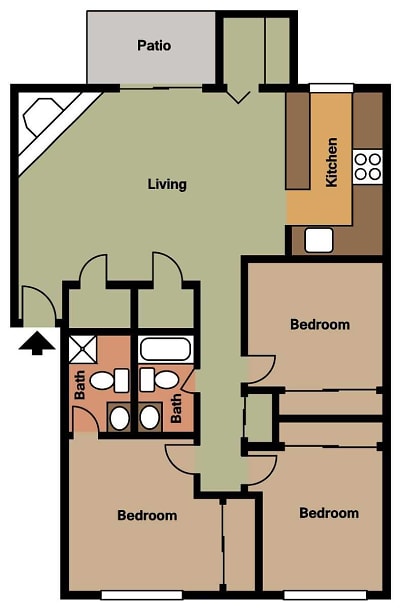 Chisholm Park Apartments - Floorplan - 3 x 2A