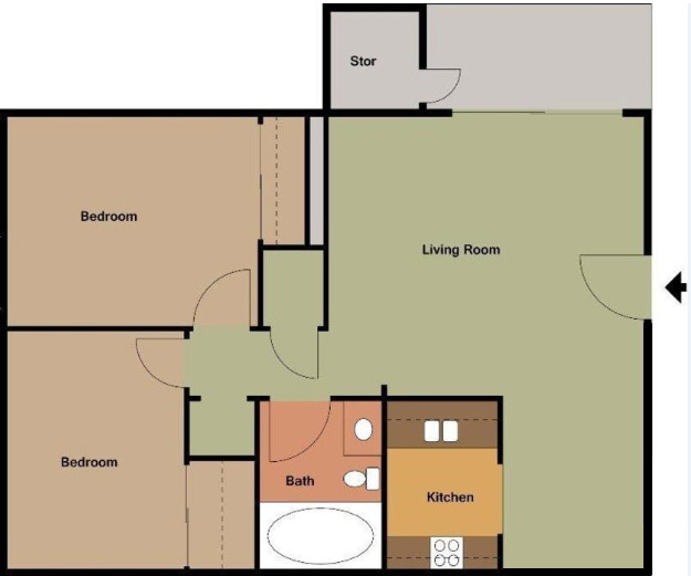 Chisholm Park Apartments - Floorplan - 2 x 1