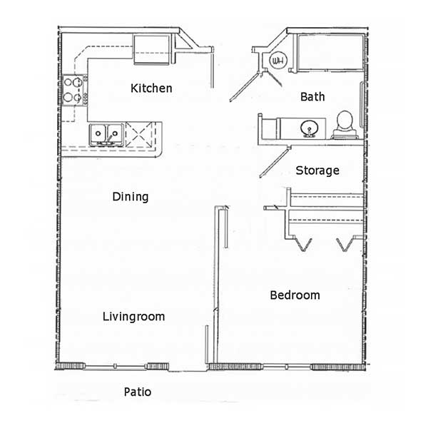Floorplan - 1 Bed 1 Bath image