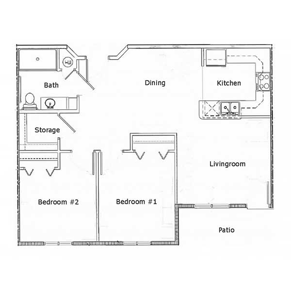Concord Village - Floorplan - 2 Bed 1 Bath