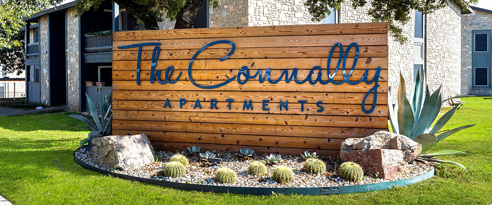 Welcome signage at The Connally Apartments