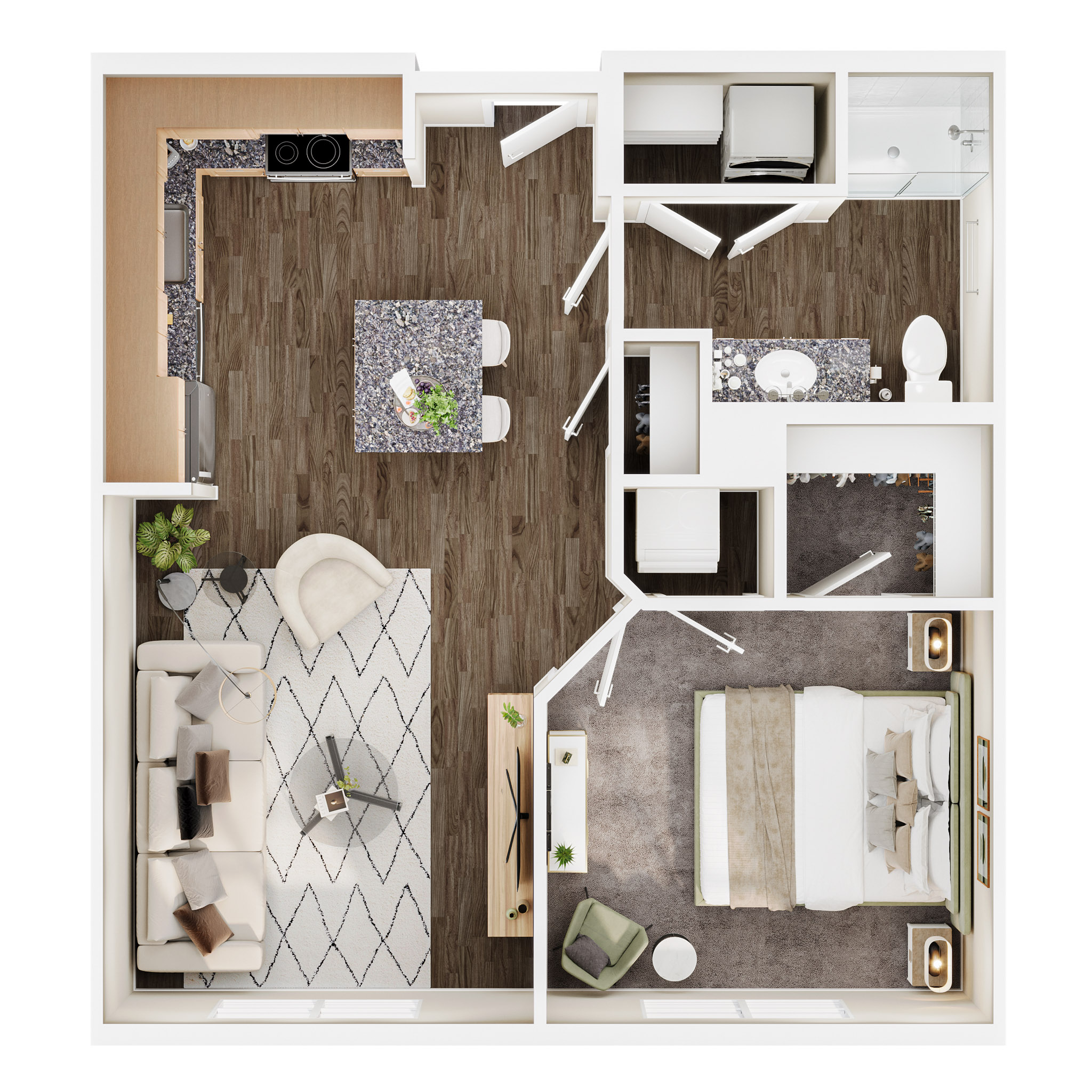 Floor plan layout for One Bed/One Bath | 50% AMI
