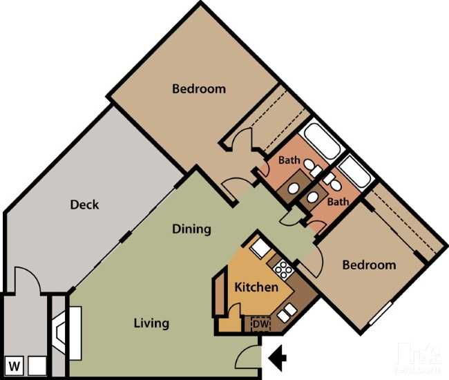 Copper Cove Apartments - Floorplan - 2 Bed 2 Bath #3