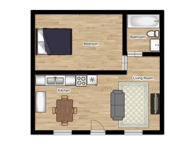 Floorplan - 1 Bed 1 Bath image