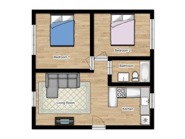 Floorplan - 2 Bed 1 Bath image