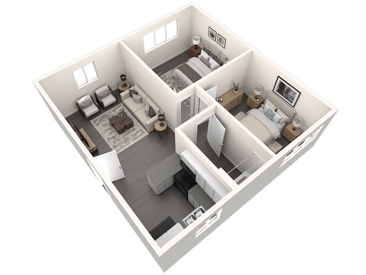 Floorplan - 2 Bed 1 Bath, 2 Beds, 1 Bath, 675 square feet