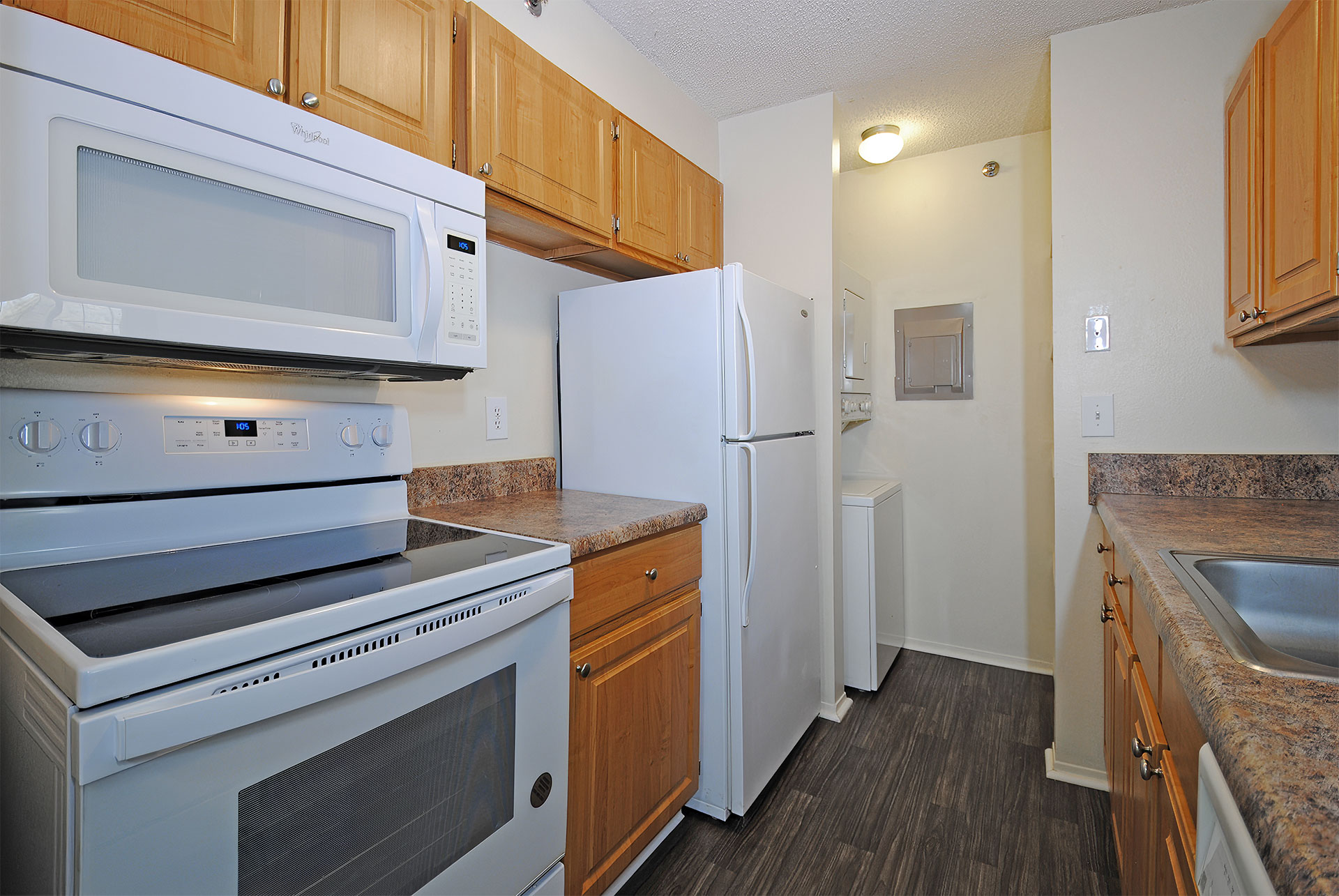 Kitchen with White Appliance Package 