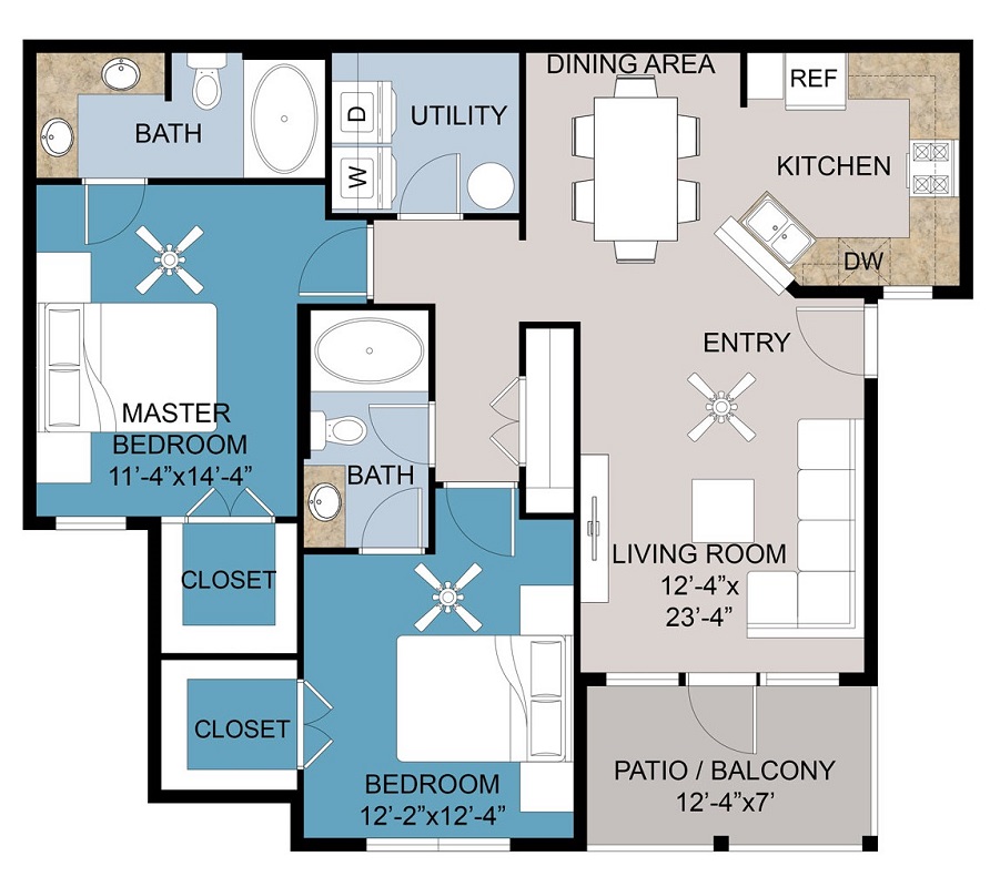 Floor plan layout for Plan E