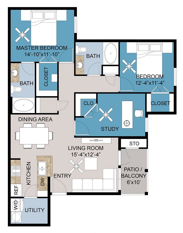 Floor plan layout for Plan F