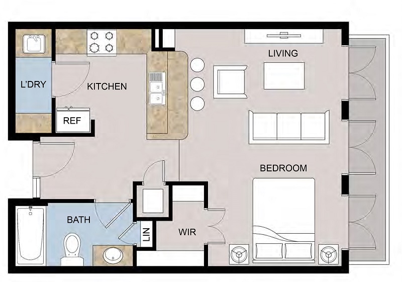 Floor plan layout for St. Louis Studio