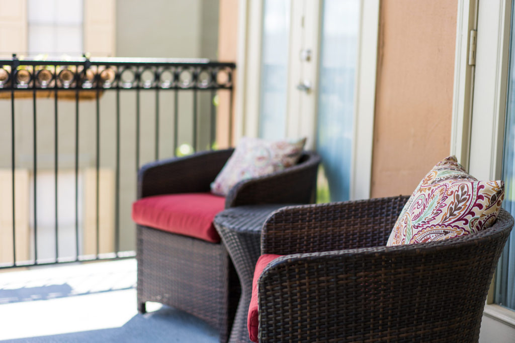 Balcony at The Crescent at River Ranch Apartments in Lafayette, LA