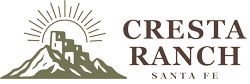 Cresta Ranch Apartments logo featuring Southwestern mountain imagery and sun design for an affordable apartment community in Santa Fe, New Mexico.