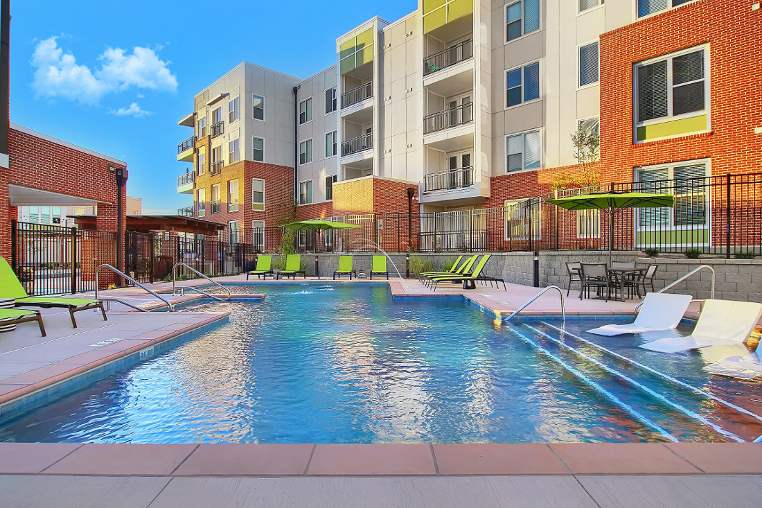 Sparkling Pool at the Vue at Creve Coeur Apartments in Creve Coeur, MO