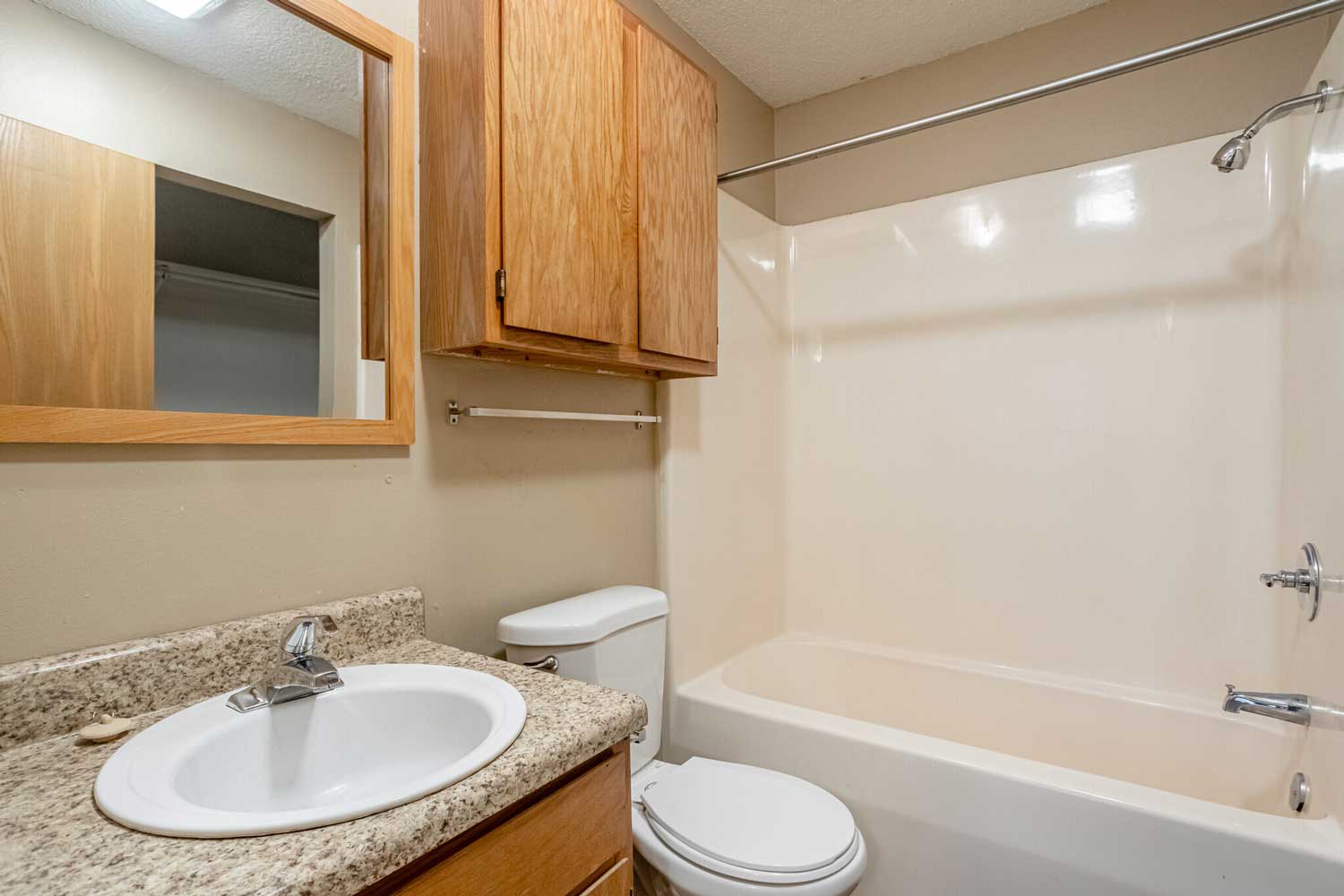 Bathroom with Tub and Shower Combinations at Crown Ridge in Fayetteville Apartments