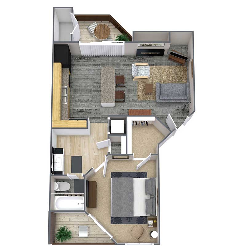 Floor plan layout for 1 Bed