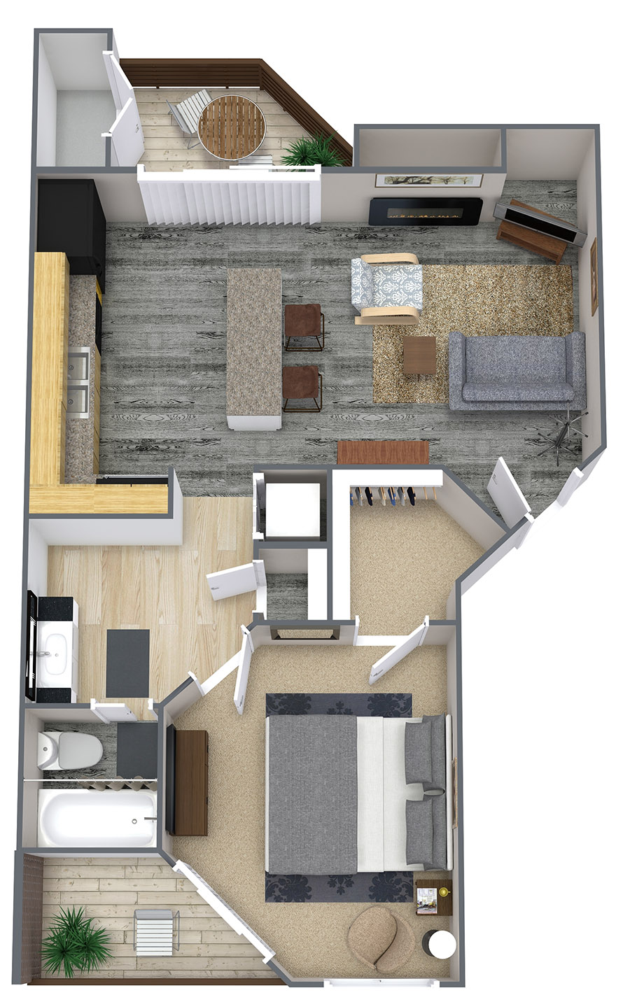 Floor plan layout for 1 Bed