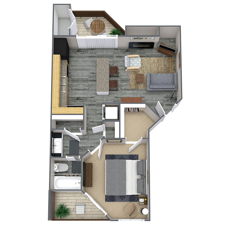 Curry Junction Apartments - Floorplan - 1 Bed