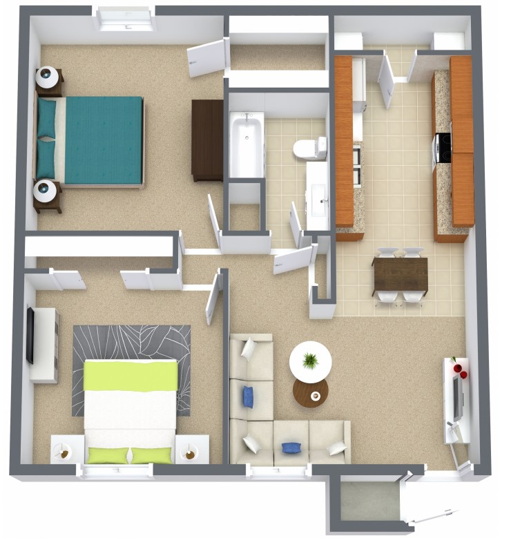 Cypress Bend - Floorplan - Two Bed/One Bath | Renovated