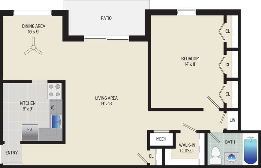 Deerfield Run & Village Square North Apartments - Apartment 203300-101-C