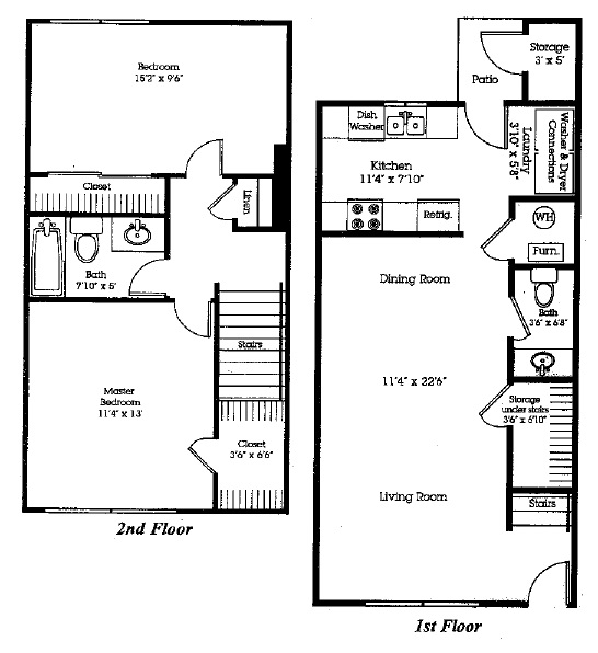 Floorplan - 2Bedroom Townhome - Upgraded image