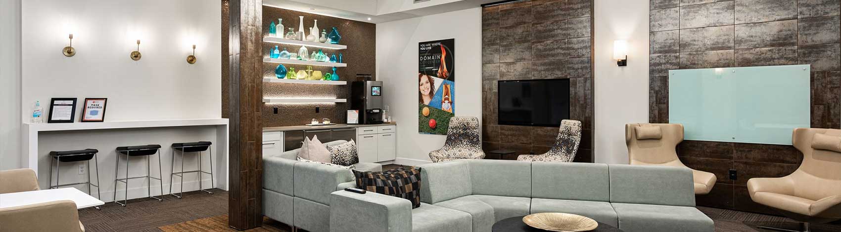 Residents Lounge with Large Sofabed and Wall-Mounted TV