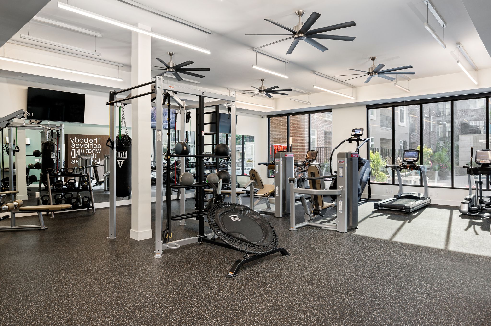 Community Fitness Center at Domain City Center Luxury Apartments in Lenexa, Kansas