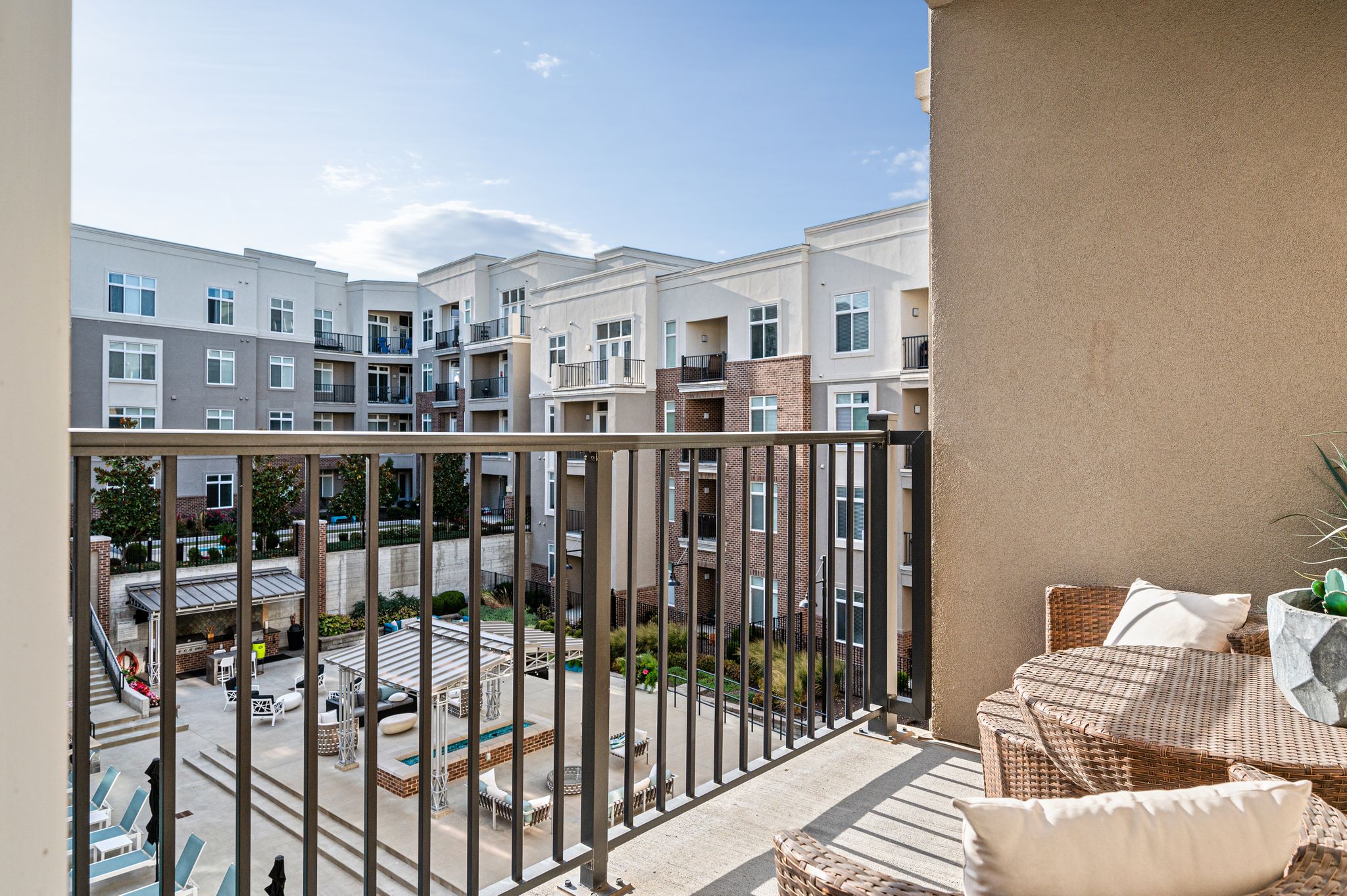 Private Balcony at Domain City Center Luxury Apartments in Lenexa, KS