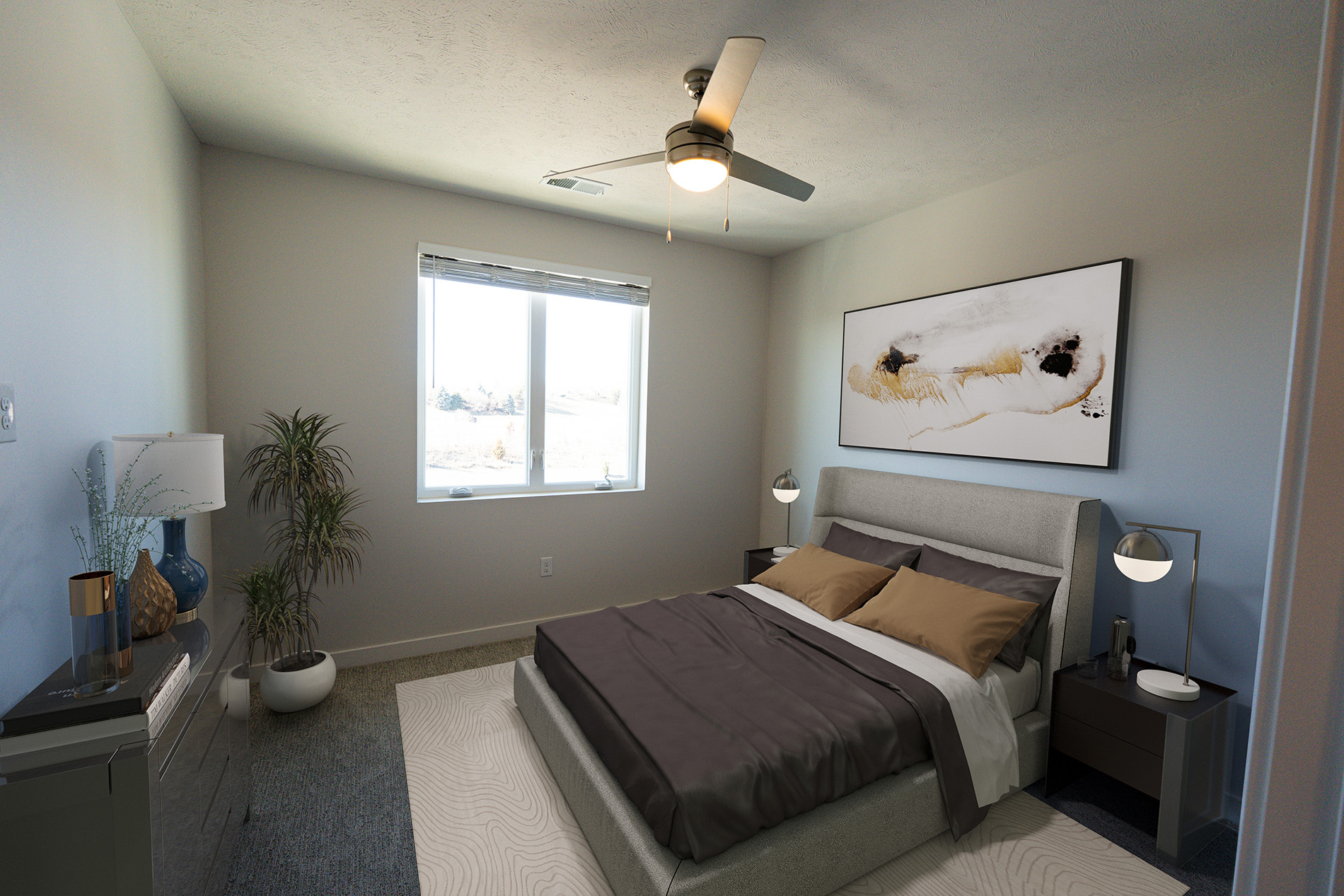 Bedroom Interior at EOS 75 Apartments in Bellevue Nebraska