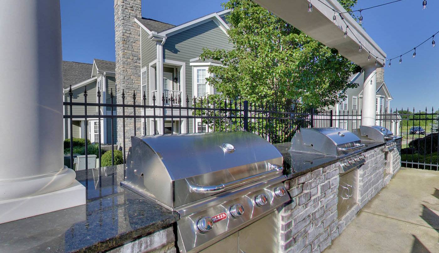 Outdoor Grill Station at The Falls at Settlers Walk in Springboro, Ohio