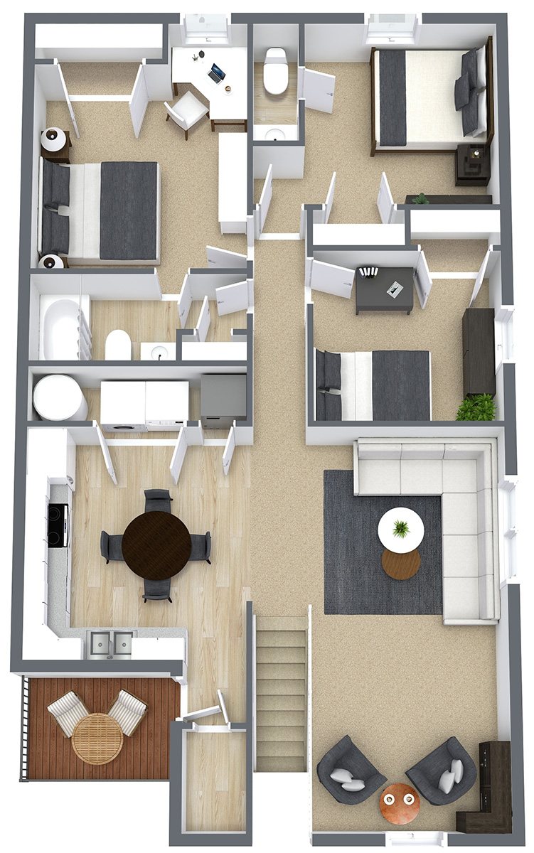 Fieldstone Place Apartments - Floorplan - 3 Bedroom 1.5 Bath