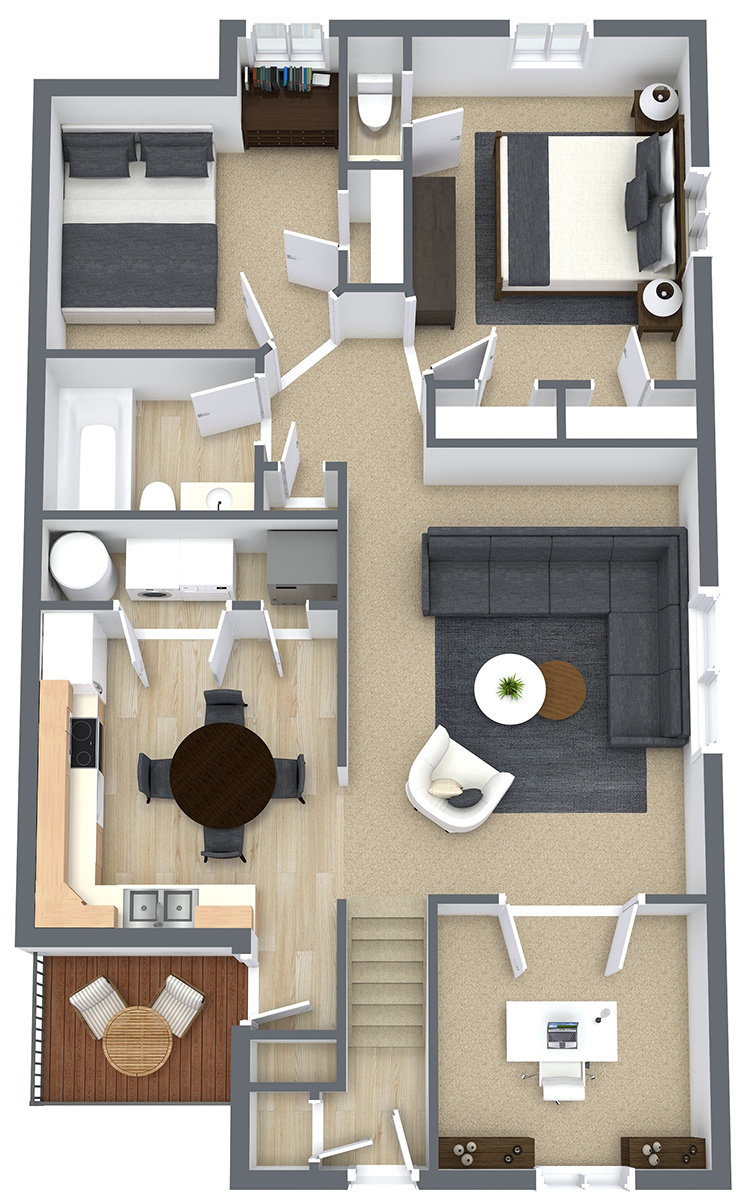 Fieldstone Place Apartments - Floorplan - 2 Bedroom + Den, 1.5 Bathroom
