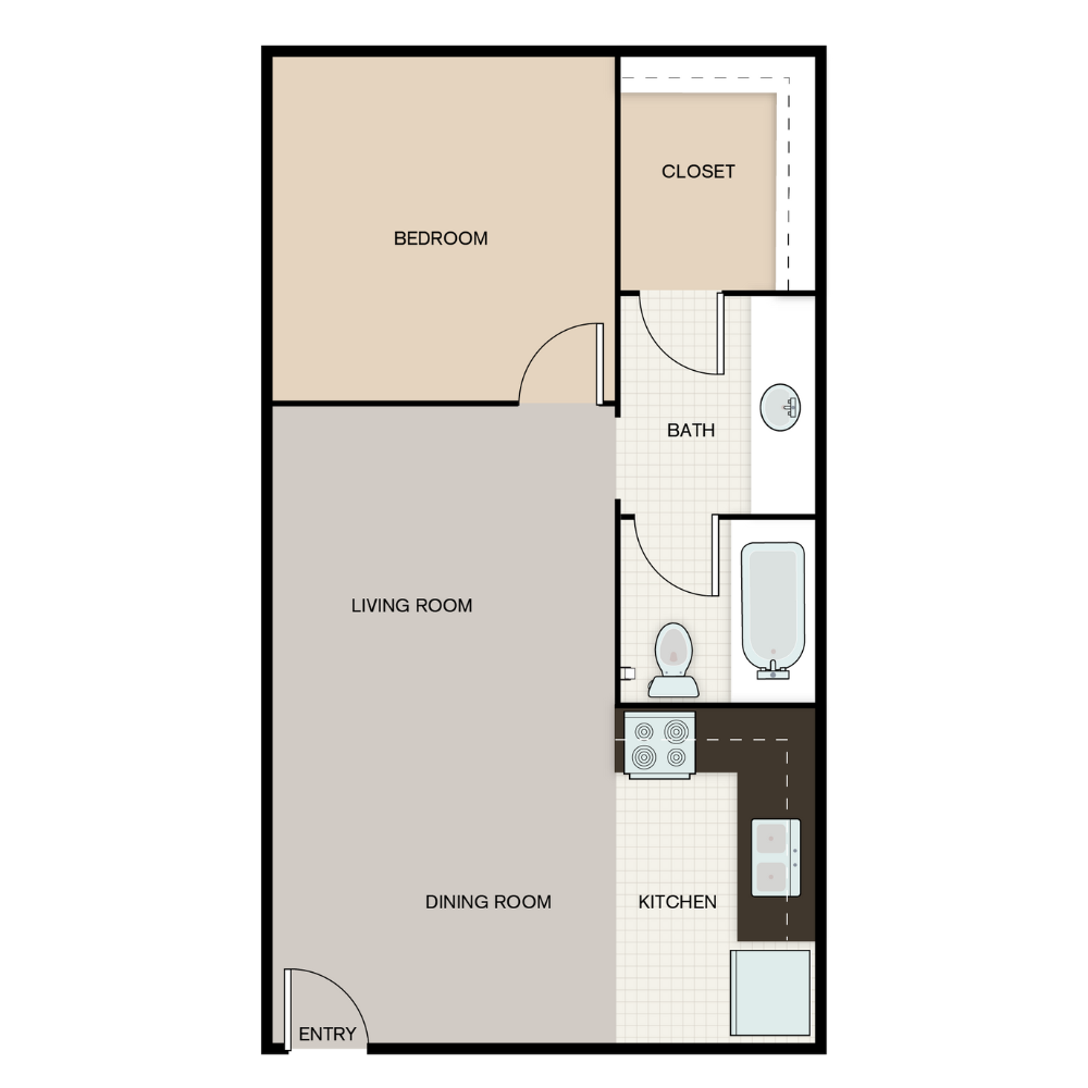 Fleur Apartments - Floorplan - One Bedroom