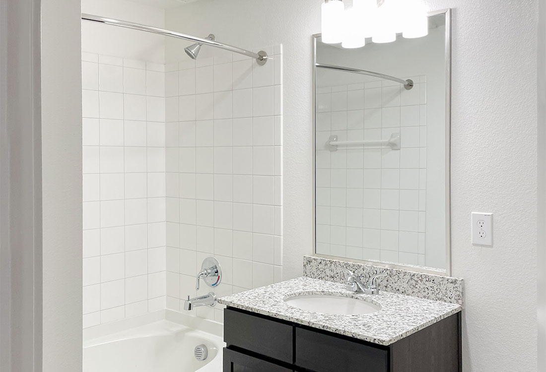 Spacious Bathrooms at Gala at Central Park Apartments in Hurst, TX 