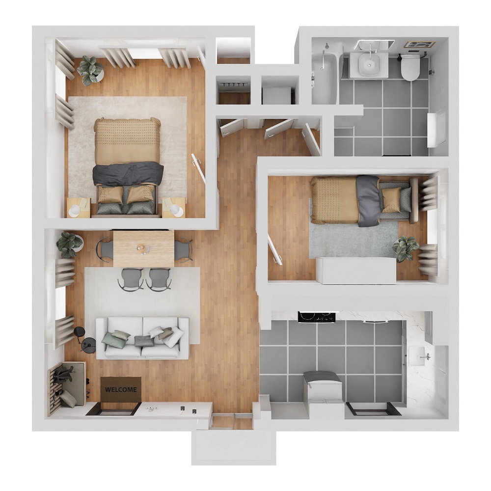 Floor plan layout for Alva 2 Bedroom