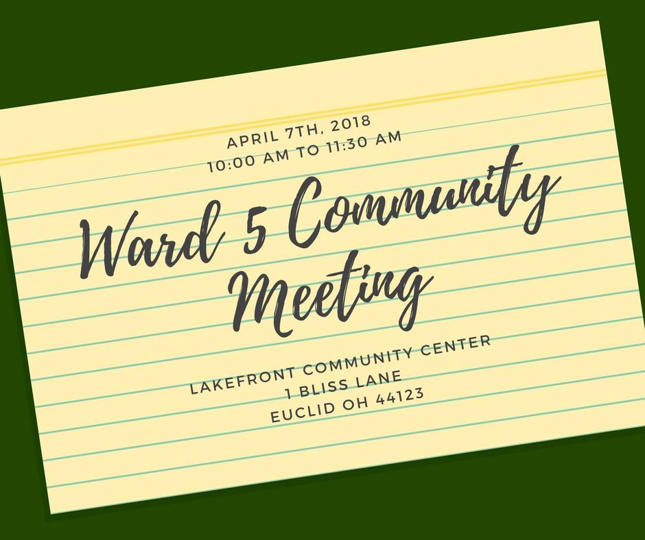 Ward 5 Community Meeting Public · Hosted by Christine McIntosh, Euclid Ward 5 Councilwoman Cover Photo