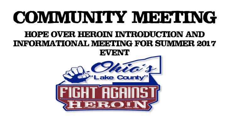 Community Meeting for Hope Over Heroin Event Summer 2017 Cover Photo