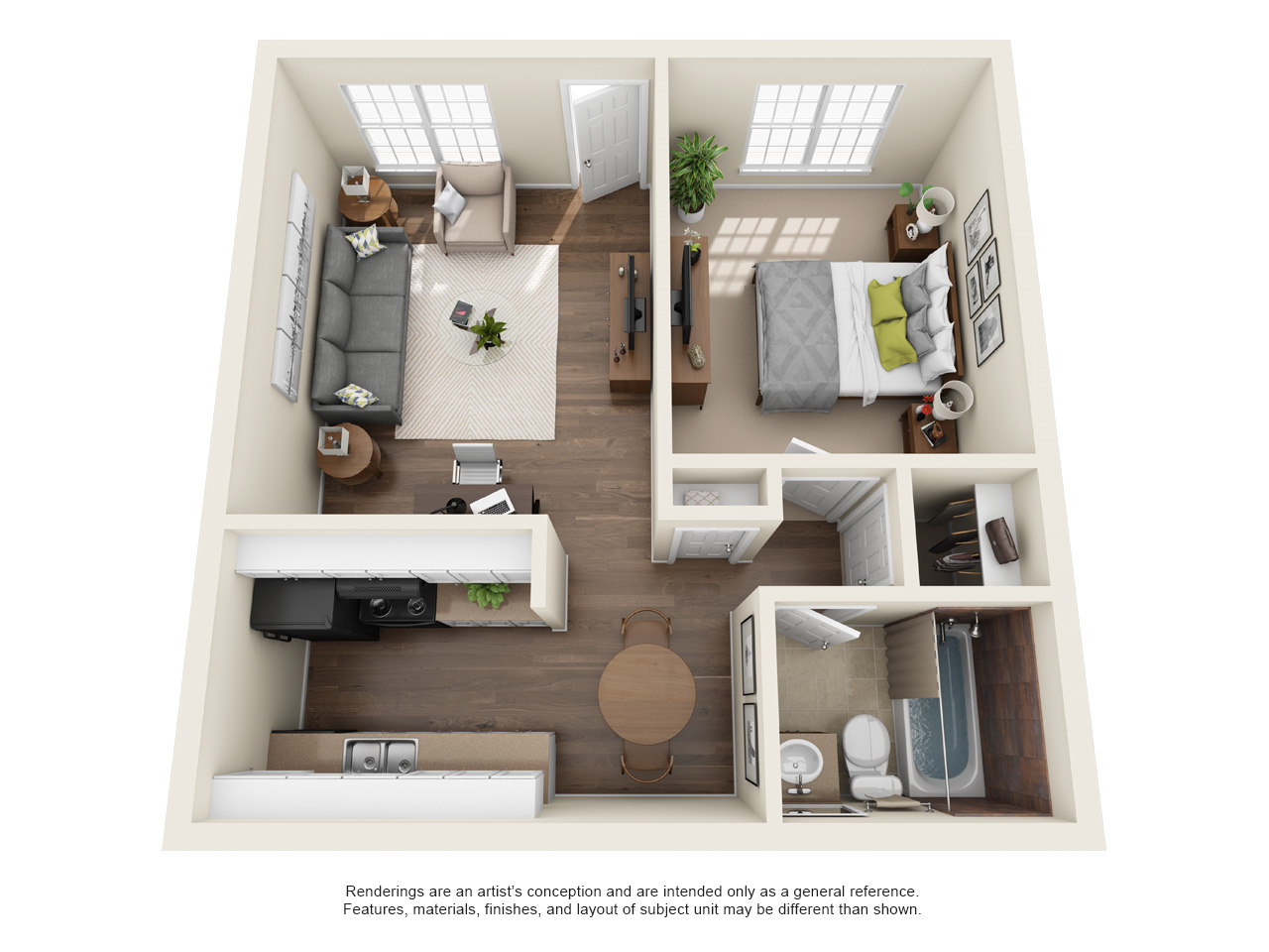 Hamilton Place Apartments - Floorplan - One Bedroom