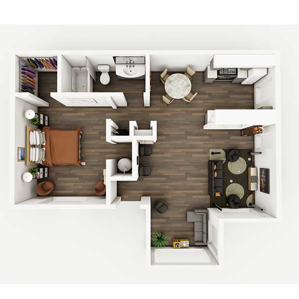 Harbor Oaks Apartments - Floorplan - 1BR